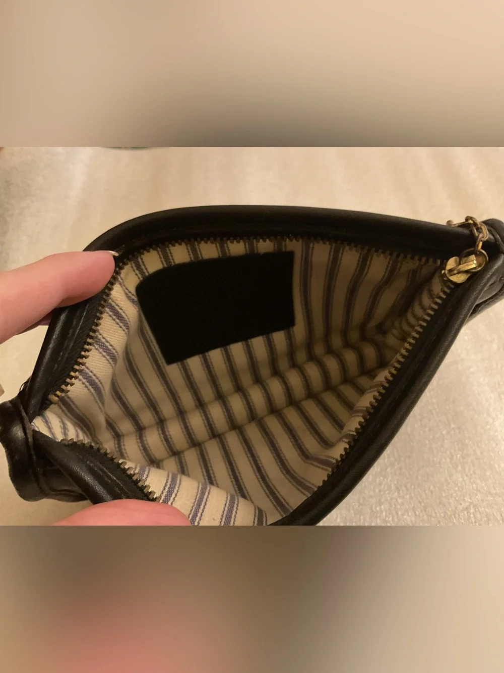 COACH VNTG CR COSMETIC POUCH LATE 70s EARLY 80s TICKING STRIPE ORIGINAL HANGTAG - Picture 2 of 11